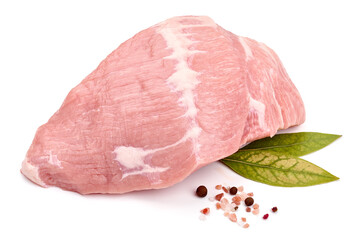 Raw pork meat, isolated on white background. High resolution image