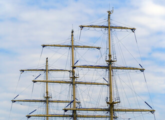 Masts and rigging of a sailing ship