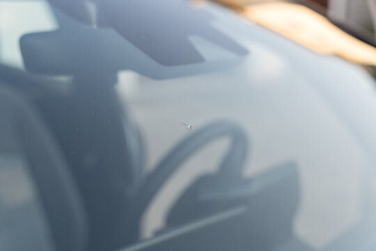 Stone Chip In A Cars Front Windscreen