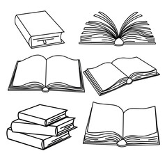 Set of sketches of books. Vector illustration.