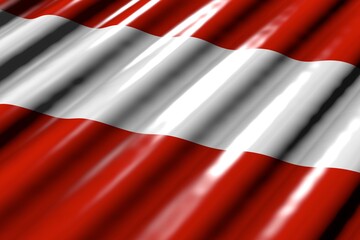 beautiful glossy - looking like plastic flag of Austria with large folds lying flat in corner - any occasion flag 3d illustration..