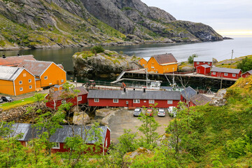 Nusfjord fishing village in Lofoten on summer day,Nordland county,Norway,scandinavia,Europe