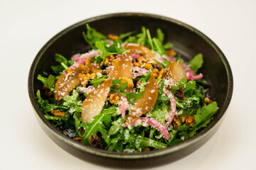 Salad on white backdrop