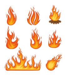 eight fire flames