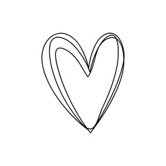 doodle hand drawn heart shaped on white background