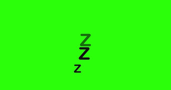 Sleeping zzz on a green screen. Sleep concept. 4K animation
