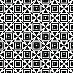 Geometric vector pattern with triangular elements. Seamless abstract ornament for wallpapers and backgrounds. Black and white colors. 