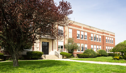 Exterior view of a typical American school building - 430863710