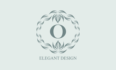 Elegant floral monogram with exquisite elements. Template for invitations, labels, business signs. Vintage ornament with calligraphic letter A.