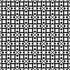 Geometric vector pattern with triangular elements. Seamless abstract ornament for wallpapers and backgrounds. Black and white colors. 