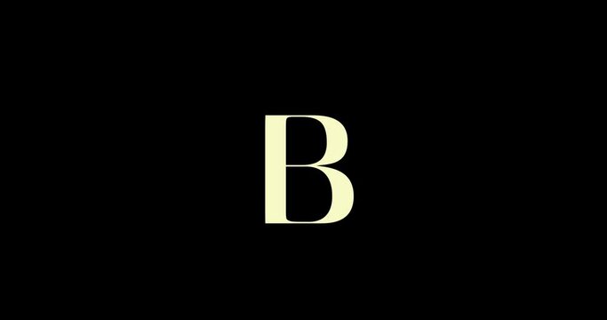 Animation of logo design. Luxury monogram. Round Emblem rotates. Capital letter B. Falling crown. Drawn ribbon. Art template in motion.
