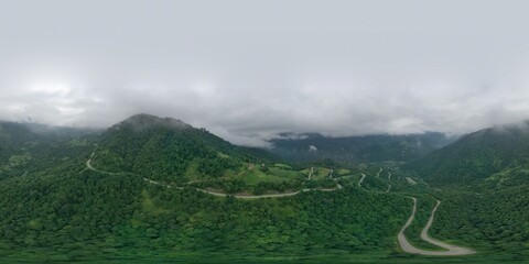 360 VR mountain range and evergreen trees, national park