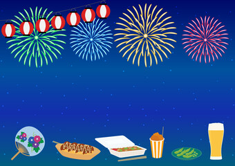 Fototapeta premium 花火大会 フレーム 背景素材