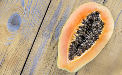 Papaya on the wooden board