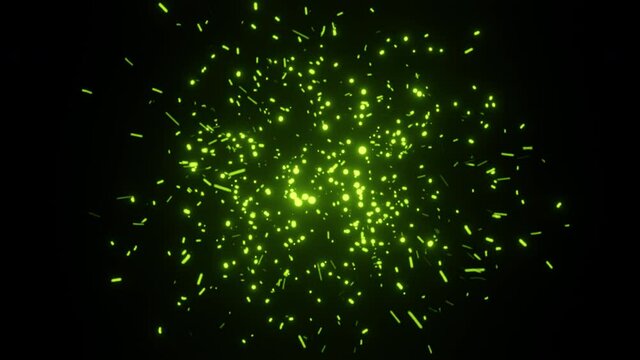 Green shimmering glowing clot of dust particles. Looped 3D animation.