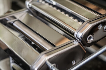 Close up of a stainless steel pasta maker