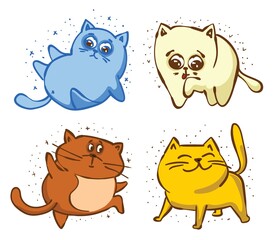 Cartoon vector illustration of cute cats or kittens pet set