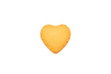 heart shaped sweet sugar cookie isolated on white background with place for text