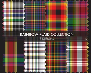 Rainbow Plaid Tartan Seamless Pattern Collection