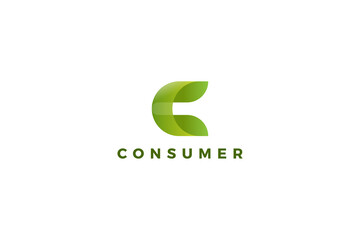 Letter c leafy green eco logo