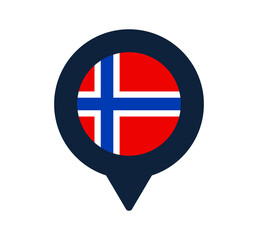 norway flag and map pointer icon. National flag location icon vector design, gps locator pin. vector illustration
