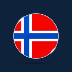 Obraz premium norway national flag Circle button Icon. Simple flag, official colors and proportion correctly. Flat vector illustration.
