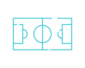 Football field thin line icon. Soccer playing area symbol, outline style pictogram on white background. Sport sign for mobile concept and web design. Vector graphics