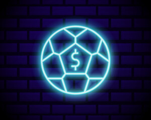 Online betting neon sign. Sports betting. Online betting logo, neon symbol, light banner, bright night advertising, gambling, casino. Vector isolated on brick wall