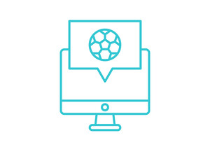 Online computer soccer icon. Outline online computer soccer vector icon for web design isolated on white background