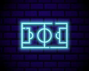 Soccer Match Logo Neon Vector. Design Template Soccer Neon Sign, Bright Night Signboard, Design Element for Football Advertising, Championship European Football Symbol. Vector illustration