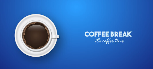 Coffee Poster Advertisement Flayers On Blue Background. Vector Illustration