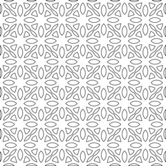 Geometric vector pattern with triangular elements. Seamless abstract ornament for wallpapers and backgrounds. Black and white colors. 