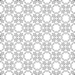 Geometric vector pattern with triangular elements. Seamless abstract ornament for wallpapers and backgrounds. Black and white colors. 