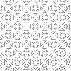Geometric vector pattern with triangular elements. Seamless abstract ornament for wallpapers and backgrounds. Black and white colors. 