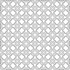 Geometric vector pattern with triangular elements. Seamless abstract ornament for wallpapers and backgrounds. Black and white colors. 