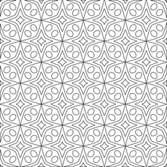 Geometric vector pattern with triangular elements. Seamless abstract ornament for wallpapers and backgrounds. Black and white colors. 