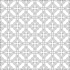 Geometric vector pattern with triangular elements. Seamless abstract ornament for wallpapers and backgrounds. Black and white colors. 