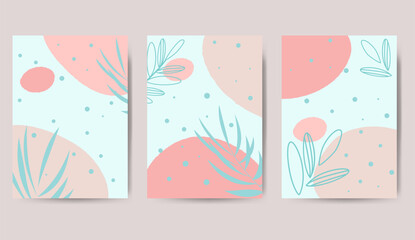 Set of Hand Drawn Universal Cards. Design for Flyers, Placards, Posters, Invitations, Brochures. Artistic Creative Templates. Abstract Modern Style