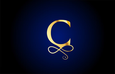 golden C elegant monogram alphabet letter icon logo design. Vintage corporate brading for luxury products and company