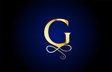 golden G elegant monogram alphabet letter icon logo design. Vintage corporate brading for luxury products and company