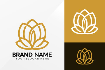 Beauty Lotus Spa Logo Vector Design. Brand Identity emblem, designs concept, logos, logotype element for template.