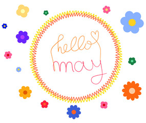 Hello may colorful vector simple text