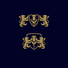 lion and shield mascot logo