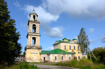 Fototapeta na wymiar Church of St. Nicholas of Myra, Staritsa, Tver region, Russian Federation, September 20, 2020