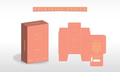 Packaging Box Design Vector Collection of design elements, labels, icons, frames, for packaging, design of luxury products. Box die line, 3d Box Mockup, 3d Illustration, Vector design Template.