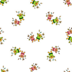 Fototapeta premium Seamless background with cute bears. Cartoon characters. Decorative texture.