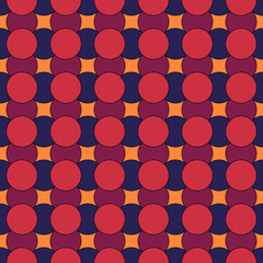 Seamless pattern. Overlapping color circles texture. Color Circle figures background. Quilts ornament. Ethnic motif. Geometric backdrop. Digital paper, textile print, web designing. Vector.