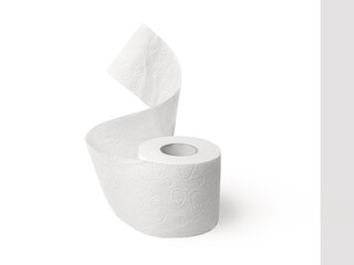 Roll of soft toilet paper on a white background