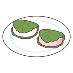 かしわもち　かわいいイラスト
