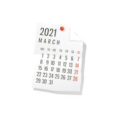 2021 March vector calendar